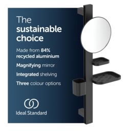 Ideal Standard Alu+ Matt Silk Black Round Wall-Mounted Bathroom Mirror (H)71.7Cm (W)31.05Cm - thumbnail 3