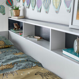 Save On Goods UK Kids Childs Single Grey & White Wood Bunk Bed,wooden Shelf Storage Bed Frame - thumbnail 6