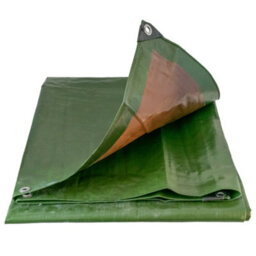 Cost Wise Tough Heavy 220 Gsm Duty Waterproof Green With Brown Reverse Tarpaulin /tarp Cover Sheet/ Extra Eyelets At 50Cm 3M X5M - thumbnail 4