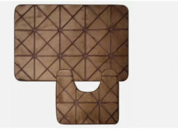 Mantraraj Memory Foam Soft Bath Mat Sleek Stripe Set 2 Piece Bathroom Contour Rug Non Slip Washable Bath Shower Mat (Gold)