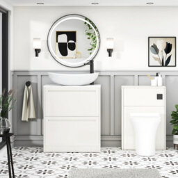 Royal Bathrooms Royal Bathroom Elmore 700mm Classic White Freestanding Bathroom Vanity Unit 2 Drawer Plain White Worktop With Cesar Basin - thumbnail 5