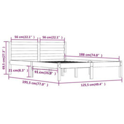 Berkfield Bed Frame Solid Wood Pine 120X190 Cm Small Double - thumbnail 8