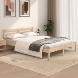 Berkfield Bed Frame Solid Wood Pine 120X190 Cm Small Double - thumbnail 1