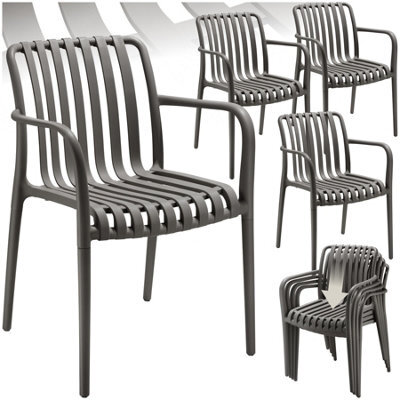 Tectake Garden Chairs Alcudia - Weather-Resistant, Durable And Long-Lasting Plastic - Anthracite - Set Of 4 - image 1