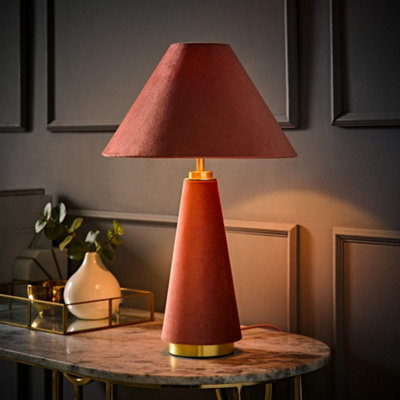 Valuelights Martha Conical Pink Velvet Table Lamp With Bulb - image 1