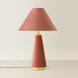 Valuelights Martha Conical Pink Velvet Table Lamp With Bulb - thumbnail 3