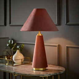 Valuelights Martha Conical Pink Velvet Table Lamp With Bulb - thumbnail 2
