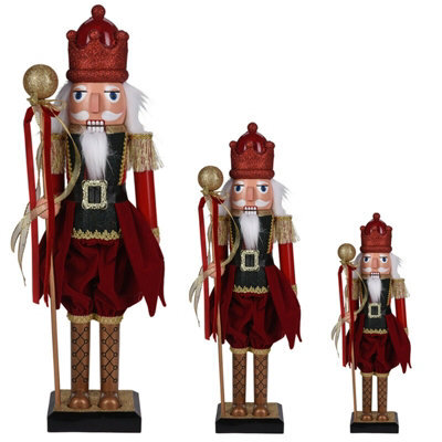 Urbn-Living Urbnliving 60Cm Wood Look Christmas Nutcracker Soldier Red Orb Xmas Traditional Ornament Assorted Sizes - image 1