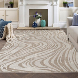 Hamilton Modern Metallic Sheen Area Rug - Marble Inspired Design Mocha 120Cm X 170Cm - thumbnail 5
