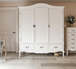 Statement Furniture Juliette Triple Wardrobe. French Style 3 Door Wardrobe - White - thumbnail 1