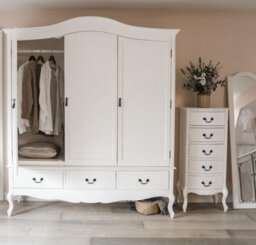 Statement Furniture Juliette Triple Wardrobe. French Style 3 Door Wardrobe - White - thumbnail 4