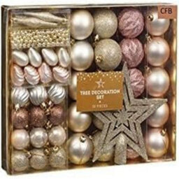 Biznest Christmas Baubles Tree Decoration Set 50Pc Ornaments Red & Gold