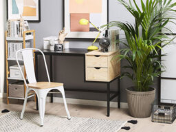Beliani Home Office Desk Harper Black 100 Cm 48 Cm With Drawers - thumbnail 2