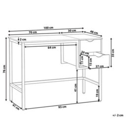 Beliani Home Office Desk Harper Black 100 Cm 48 Cm With Drawers - thumbnail 3