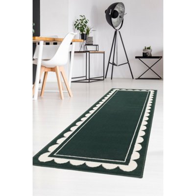 Melrose Colorama Scallop Green Indoor Area Runner Rug 067/200Cm - image 1