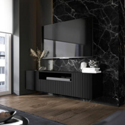 Heze Furniture Elpis 2 Glamour Tv Cabinet 150 Cm Wall-Mounted - Black Matt - thumbnail 3