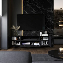 Heze Furniture Elpis 2 Glamour Tv Cabinet 150 Cm Wall-Mounted - Black Matt - thumbnail 4