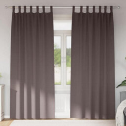 Berkfield Modern Curtains With Curtains 2 Pcs Dark Brown Polyester - thumbnail 2