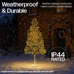 Xmas Haus 180Cm Outdoor Led Christmas Tree With Gold Balls Festive Light 1000 Warm White Leds, Copper Wire, Resin Base, 5M Cable & Ip20 Tran - thumbnail 4