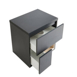 Homestylestore Black Grey 600mm Wall Hung Bathroom Vanity Unit With Countertop Basin And Led Lights - thumbnail 2