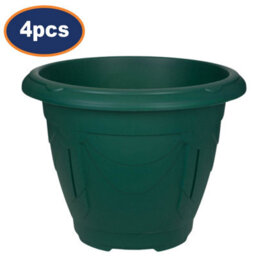 Flower Pot Venetian Round Planter Forest Green Plant Garden Patio Tub 24Cm 4Pcs
