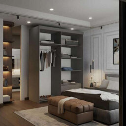 M N Furniture Ltd Wardrobe With Mirror, Led Light, Modern Sliding Door Bedroom Cabinet With Mirror,drawers And  Silver/black Trim (Grey,150Cm) - thumbnail 3