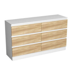 Urbn-Living Urbnliving 120Cm Width White Wooden Chest Of Oak 6 Drawers Bedroom Furniture Storage Bedside Table Modern Cabinet - thumbnail 5