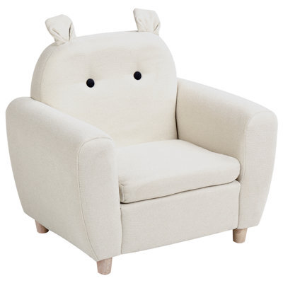 Beliani Kids Armchair Hippo Maribo Fabric Off-White - image 1