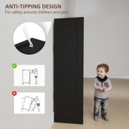Homcom Modern Clothes Storage Cupboard Unit With Hanging Rod White - thumbnail 6