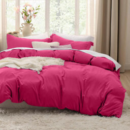 Bedlooms Pink Cotton Duvet Cover Set, Breathable & Anti-Allergic Bedding Pack, Super King 260X220Cm - thumbnail 6