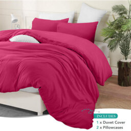 Bedlooms Pink Cotton Duvet Cover Set, Breathable & Anti-Allergic Bedding Pack, Super King 260X220Cm - thumbnail 2