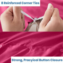 Bedlooms Pink Cotton Duvet Cover Set, Breathable & Anti-Allergic Bedding Pack, Super King 260X220Cm - thumbnail 3