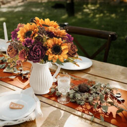 Amorly 3 Pcs Artificial Sunflower Bouquet Fall Fake Flower Arrangement With Peony Chrysanthemum For Thanksgiving Harvest Home Vase Decor - thumbnail 4