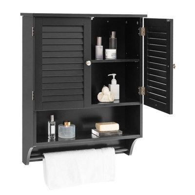 Gainoom Wall-Mounted Bathroom Cabinet Double Door Storage Medicine Cabinet W/ Towel Bar - image 1