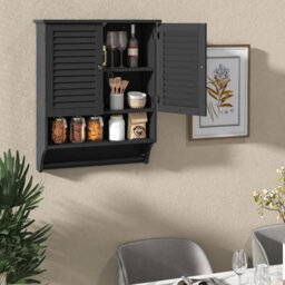 Gainoom Wall-Mounted Bathroom Cabinet Double Door Storage Medicine Cabinet W/ Towel Bar - thumbnail 4