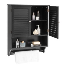 Gainoom Wall-Mounted Bathroom Cabinet Double Door Storage Medicine Cabinet W/ Towel Bar - thumbnail 1