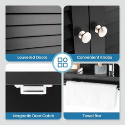Gainoom Wall-Mounted Bathroom Cabinet Double Door Storage Medicine Cabinet W/ Towel Bar - thumbnail 6