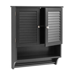 Gainoom Wall-Mounted Bathroom Cabinet Double Door Storage Medicine Cabinet W/ Towel Bar - thumbnail 8