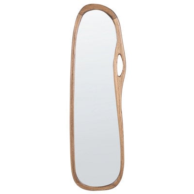 Beliani Wall Mirror Corbarieu 45 Cm 159 Cm Paulownia Wood Brown - image 1