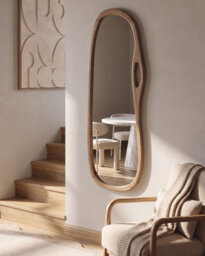 Beliani Wall Mirror Corbarieu 45 Cm 159 Cm Paulownia Wood Brown - thumbnail 2