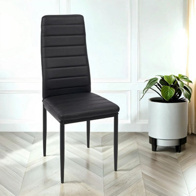 PureLifestyleWonders Dining Chair In Black With Black Legs In Faux Leather Verona - image 1