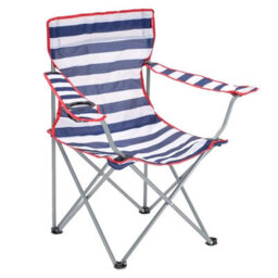 Pluto Packaging 2 X Red & Blue Lightweight Folding Striped Outdoor Garden Chairs With Cup Holder & Arm Rest - thumbnail 3