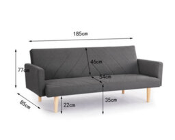 Home Detail Ryan 3 Seater Fabric Chevron Design Wooden Leg Frame Clic-Clac Sofabed, Dark Grey - thumbnail 3