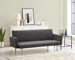 Home Detail Ryan 3 Seater Fabric Chevron Design Wooden Leg Frame Clic-Clac Sofabed, Dark Grey - thumbnail 1