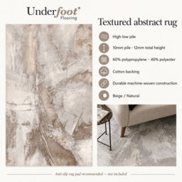 Underfoot Abstract Rug Beige Modern High Low Pile Living Room Bedroom Indoor - thumbnail 4