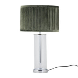 First Choice Lighting Aura - Chrome Table Lamp With Green Pleated Velvet Shade