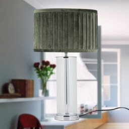 First Choice Lighting Aura - Chrome Table Lamp With Green Pleated Velvet Shade - thumbnail 7