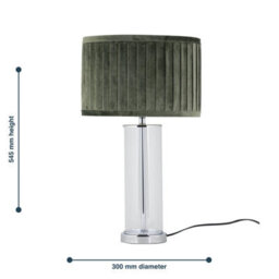 First Choice Lighting Aura - Chrome Table Lamp With Green Pleated Velvet Shade - thumbnail 8
