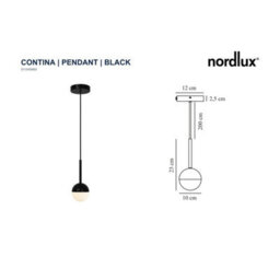 Nordlux Contina Metal Pendant Light Hand Blown Glass Black,mains - thumbnail 6