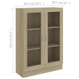 Berkfield Vitrine Cabinet Sonoma Oak 82.5X30.5X115 Cm Engineered Wood - thumbnail 8